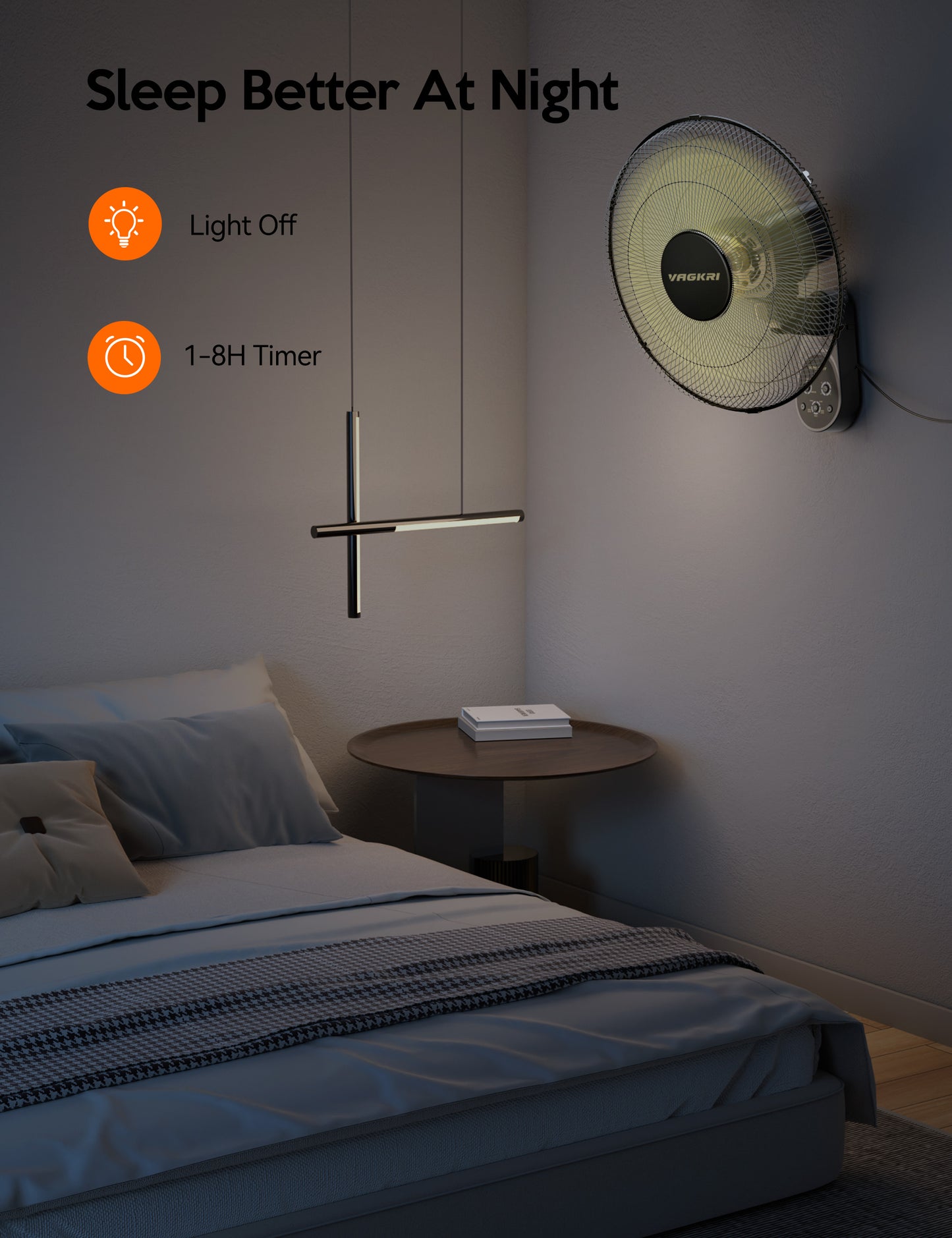 VAGKRI 16 Inch Wall Mount Fan with 5 Yellow Blades