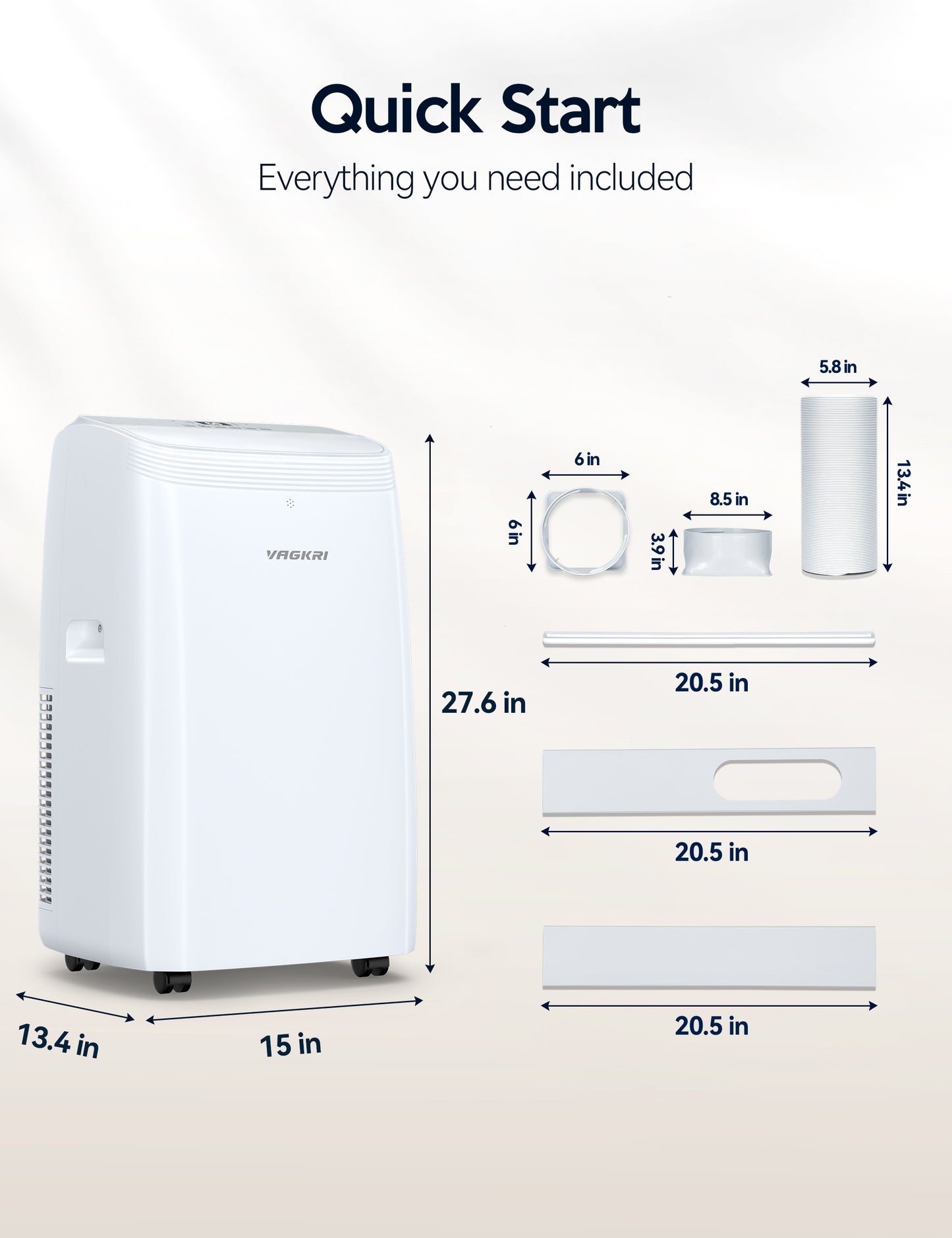 VAGKRI 3-in-1 AC Unit Remote Control Portable Air Conditioners 12000 BTU