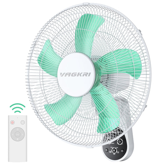 VAGKRI 16 Inch Wall Mount Fan with 5 Green Blades